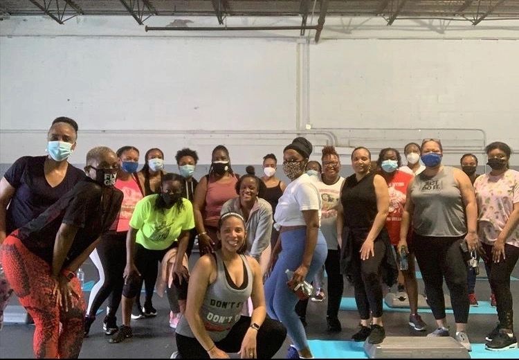 Boxing fit camp group after a workout