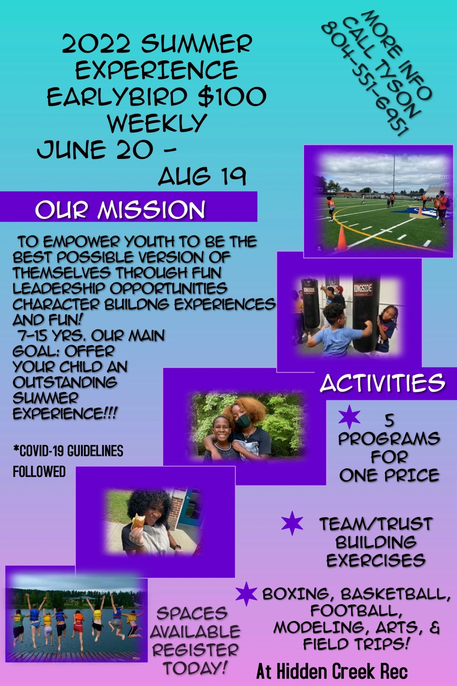 East End Boxing Club Summer Experience flyer